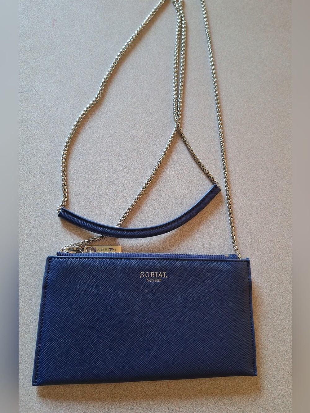 Sorial New York Crossbody Bag Womens Mini Blue Chain Strap Zip Wallet Clutch
